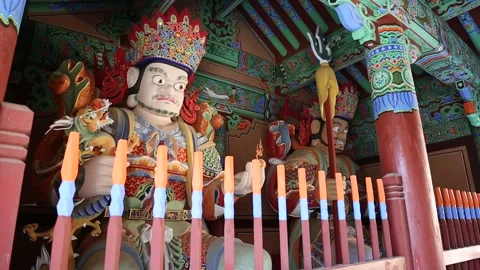 Cheonwang Gate at the Beomeosa Temple Stock Footage 203807253