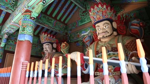 Cheonwang Gate at the Beomeosa Temple Stock Footage 203807292