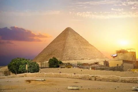 Cheops pyramid at sunset Stock Photos