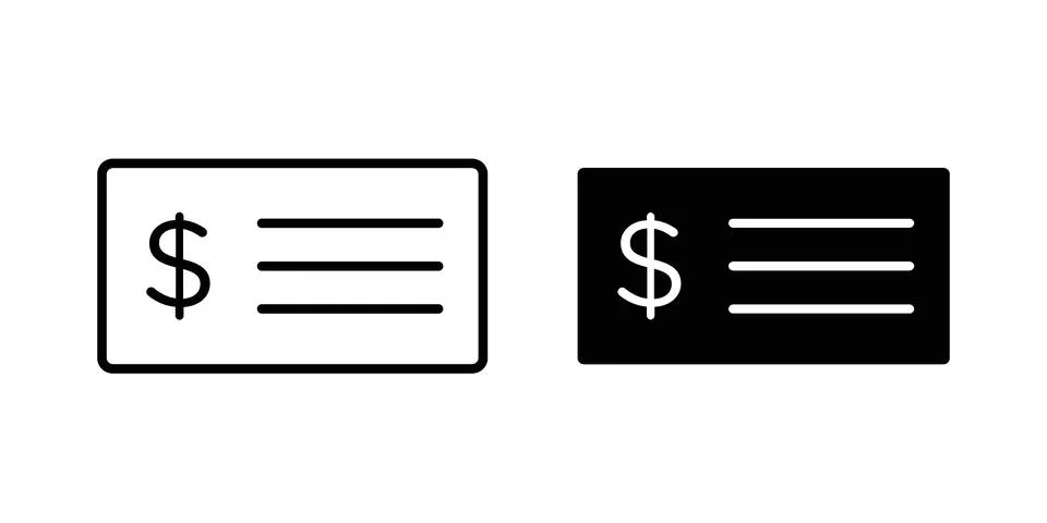 Cheque icon bundle for website design projects Stock Illustration