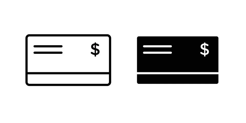 Cheque icon set modern line and solid style collection. Stock Illustration