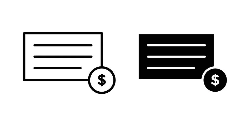 Cheque icon for web projects Stock Illustration