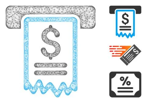 Cheque Payment Polygonal Web Vector Mesh Illustration 스톡 일러스트