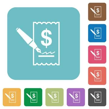 Cheque signing flat icons Stock Illustration