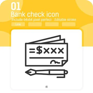 Cheque vector icon with high quality black outline style isolated イラスト素材