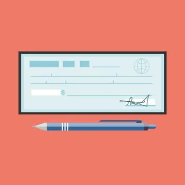 Cheque vector illustration. Cheque icon in flat style. Stock Illustration