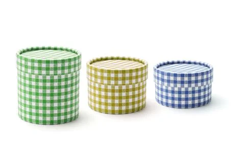 Chequer round gift boxes Stock Photos