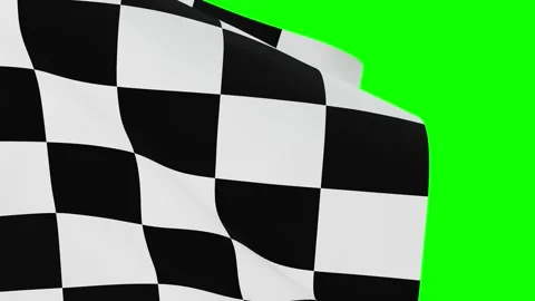 Chequered flag over greenscreen for video transition. 3d rendering Stock Footage 148042624