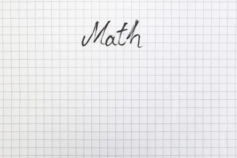 Chequered pattern empty page, mathematics copybook page , with math word ha.. Stock Photos