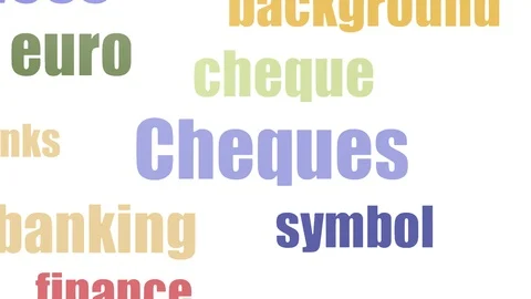 Cheques Tag Cloud Animated Isolated Stock Footage 107223117