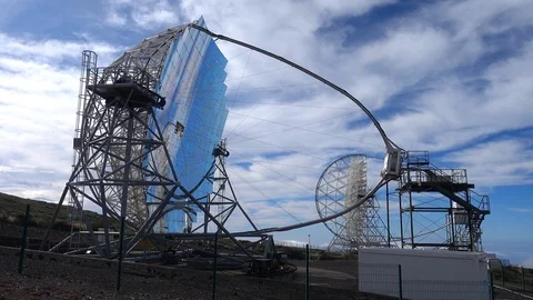 Cherenkov Telescope Arrays at the Roque de Muchachos observatory, La Palma Stock Footage 120835137