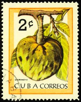 Cherimoya fruit on postage stamp Stock-Fotos