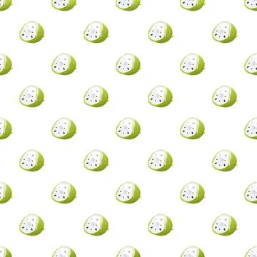 Cherimoya fruit seamless pattern with white background Stock Illustration