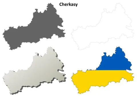 Cherkasy blank outline map set Иллюстрация
