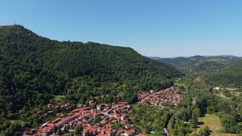 Cherni Osam push in drone shot Bulgaria Stock Footage 343915019