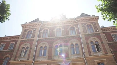 Chernivtsi regional state administration. Up-to-down panorama. Sun. Stock Footage 50614956
