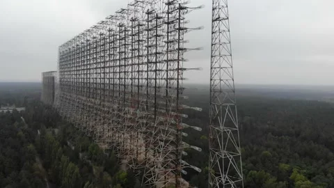 Chernobyl duga orbiting Stock Footage 171393381