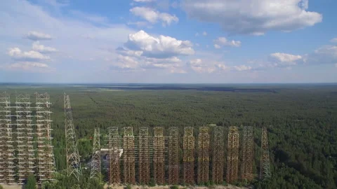 Chernobyl Duga Radar Array Aerial Video stock 330884982