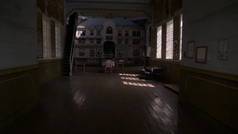 Chernobyl Exclusion Zone. Inside abandoned St. Michaels church Krasnoe Village. Stock Footage 128662468