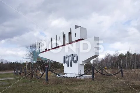 Chernobyl exclusion zone. Ruins of abandoned Pripyat city. Autumn in ...