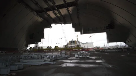 Chernobyl New Safe Confinement Arch Construction Site 库存影片 345292857