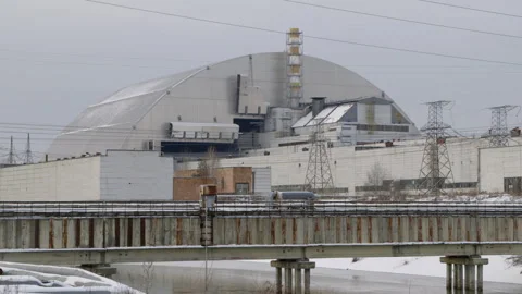 Chernobyl the New Safe Confinement in the Nuclear Power Plant Stock Footage 241040669