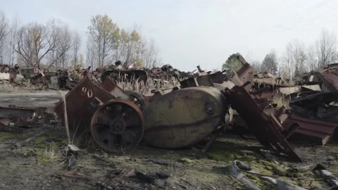 Chernobyl. Rusty machinery. Stock Footage 163960267