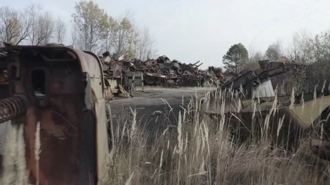 Chernobyl. Rusty machinery. Video stock 163960323