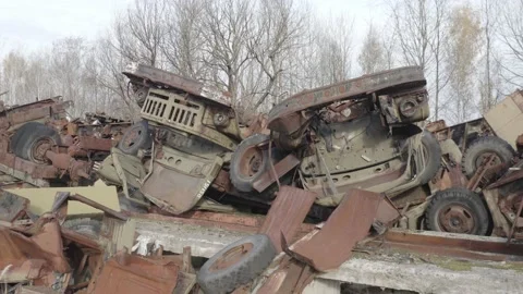 Chernobyl. Rusty machinery. Video stock 163960475