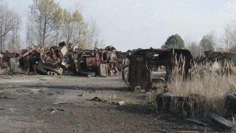 Chernobyl. Rusty machinery. Stock Footage 163960771