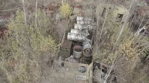 Chernobyl. Rusty machinery. Video stock 163989546