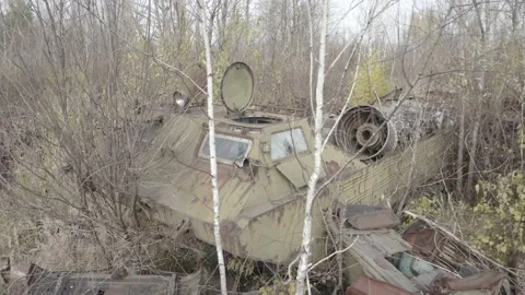 Chernobyl. Rusty machinery. 스톡 동영상 163989587