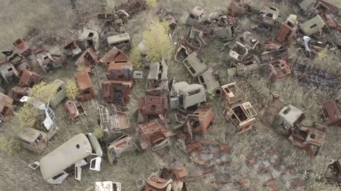 Chernobyl. Rusty machinery. Video stock 163989620