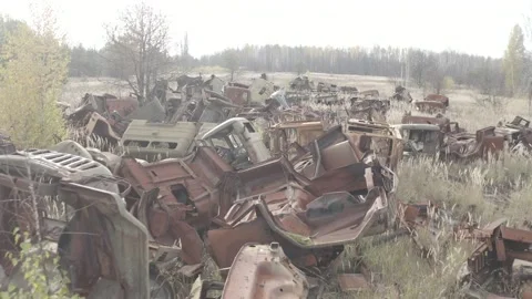 Chernobyl. Rusty machinery. Vídeo Stock 163989683