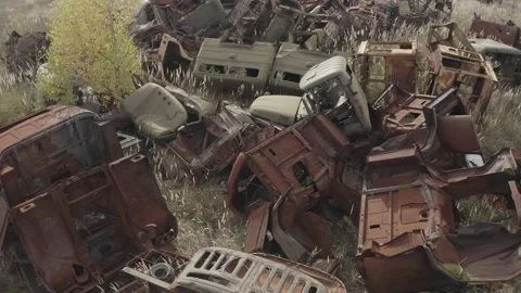 Chernobyl. Rusty machinery. 스톡 동영상 163989692