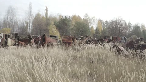 Chernobyl. Rusty machinery. Video stock 163989768