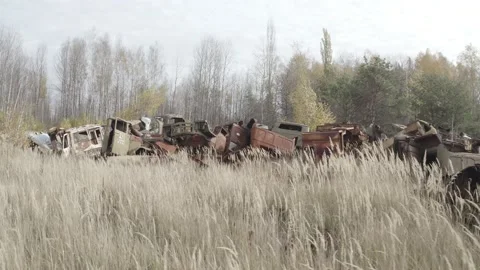 Chernobyl. Rusty machinery. Video stock 163989776