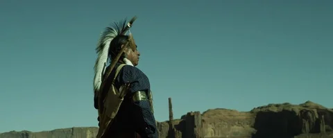 Cherokee overlooking the land Stock Footage 74243926