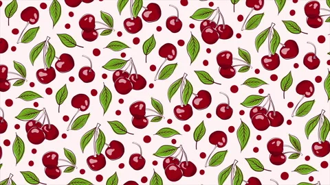 Cherries background on a seamless loop Stock Footage 313056132