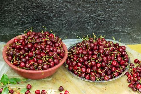 Cherries the basins Stock Photos