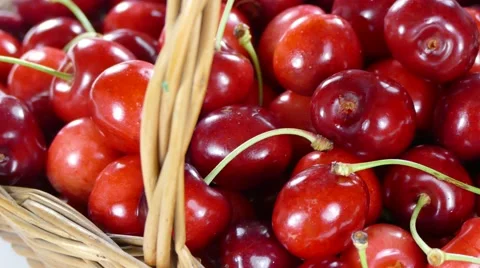 Cherries in basket rotating Stock-Footage 64163151