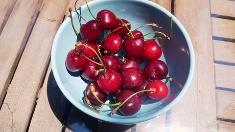 Cherries on a Bowl Stock Footage 82774515