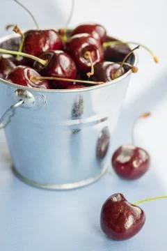 Cherries in a Bucket Stock Photos