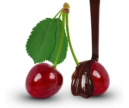Cherries with chocolate Stock Photos