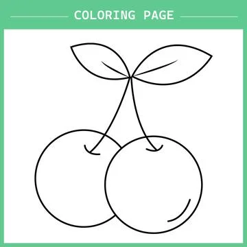 Cherries Coloring Book Vector イラスト素材