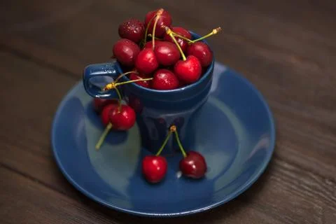 Cherries in the Cup Stock Photos