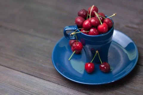 Cherries in the Cup Stock Photos