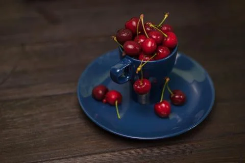 Cherries in the Cup Stock Photos