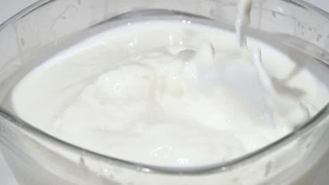 Cherries falling into milk in slow motion Stock Footage 77002029