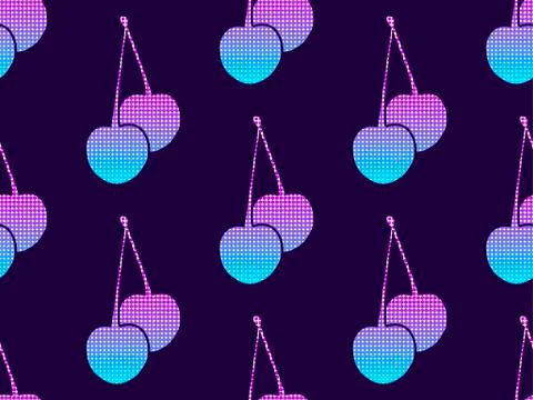 Cherries with a gradient and dots in the style of pop art, dotted points. Sea Illustrazione stock